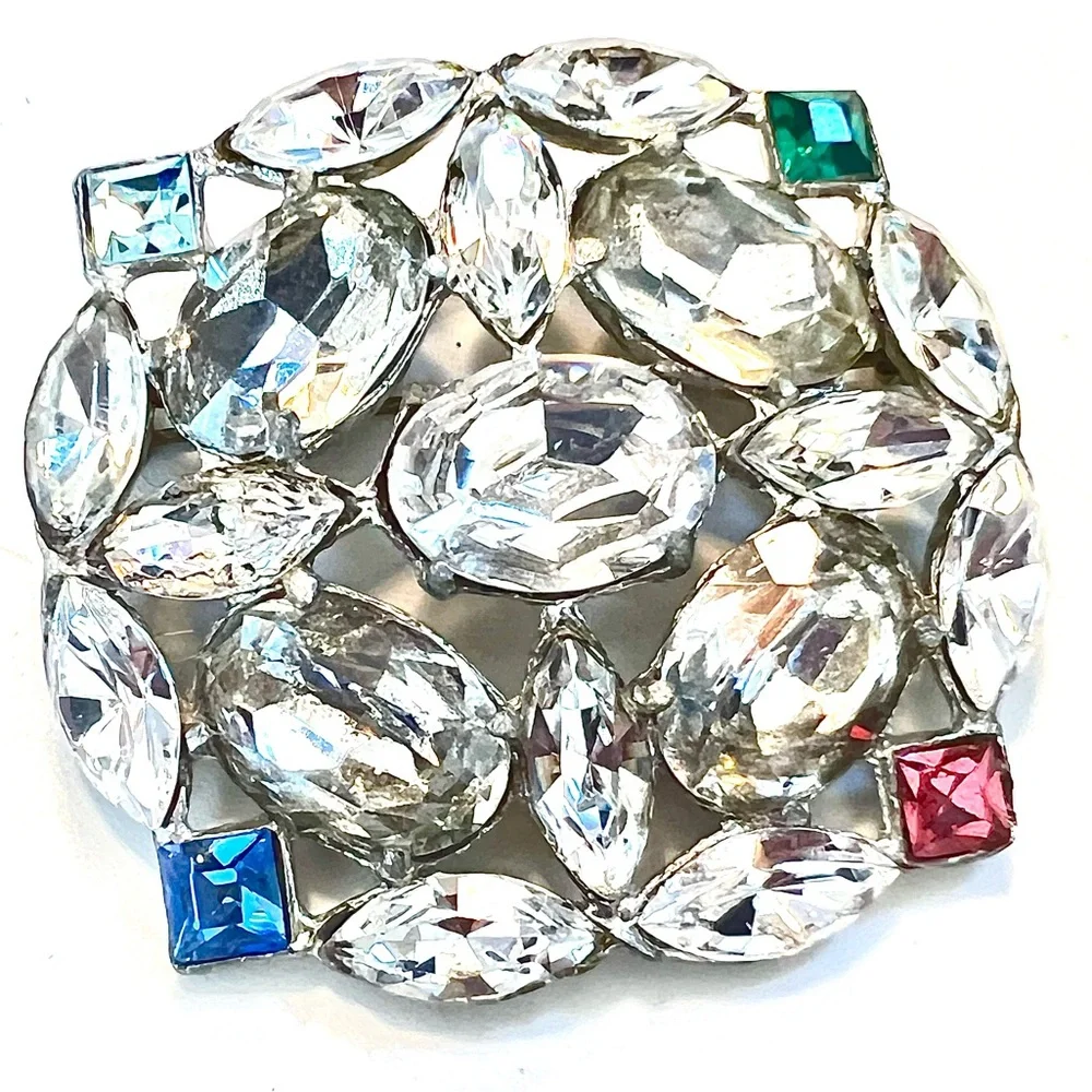 Vintage Rhinestone Brooch Statement Pin Runway Large